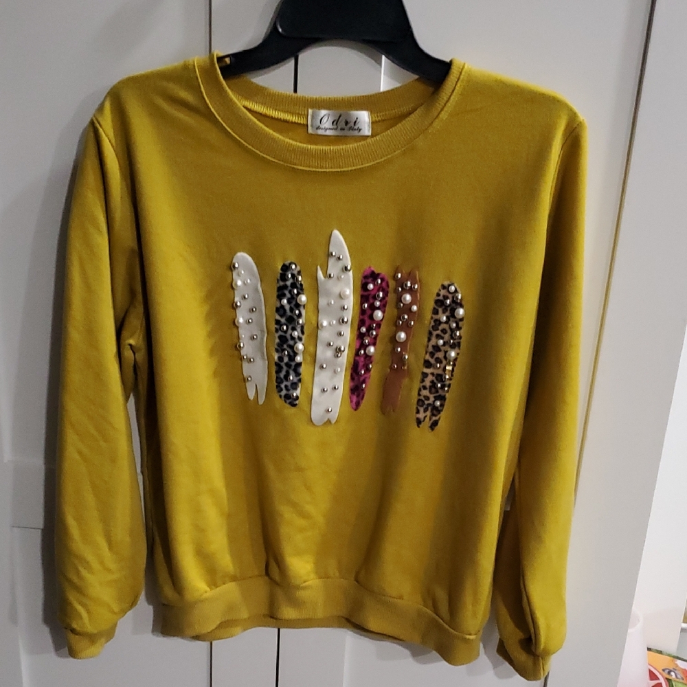 Odri Italy Bright Yellow Knit Crewneck